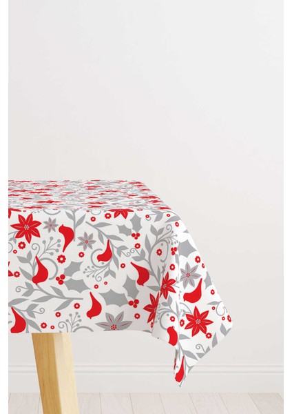 Kırmızı Gri Dijital Baskılı Masa Örtüsü CGH921-MS