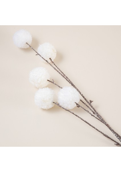 Pompom Dal Dekor Beyaz