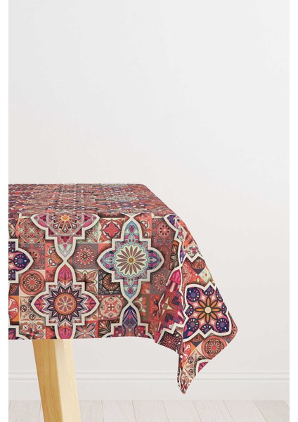 Pembe Retro Vintage Desenli Dijital Baskılı Masa Örtüsü OTYK022-MS