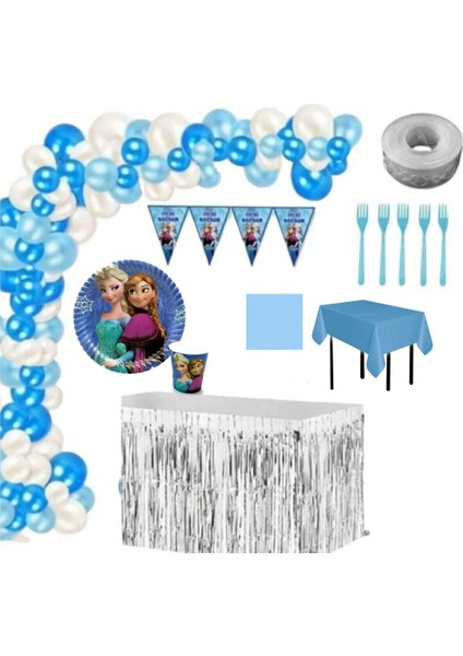 Frozen Elsa 8 Kişilik Hazır Lüks Doğum Günü Parti Seti 30 Balonlu