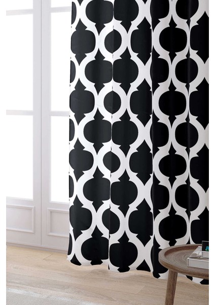 Siyah Beyaz Modern Geometrik Desenli Dijital Baskılı Perde OTYK532-PR fiyatları