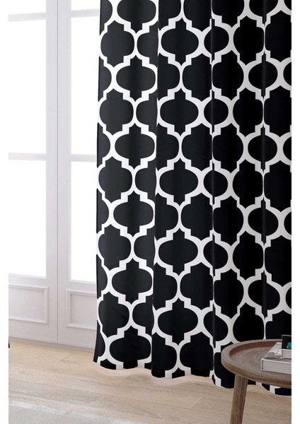 Siyah Beyaz Modern Geometrik Desenli Dijital Baskılı Perde OTYK552-PR fiyatları