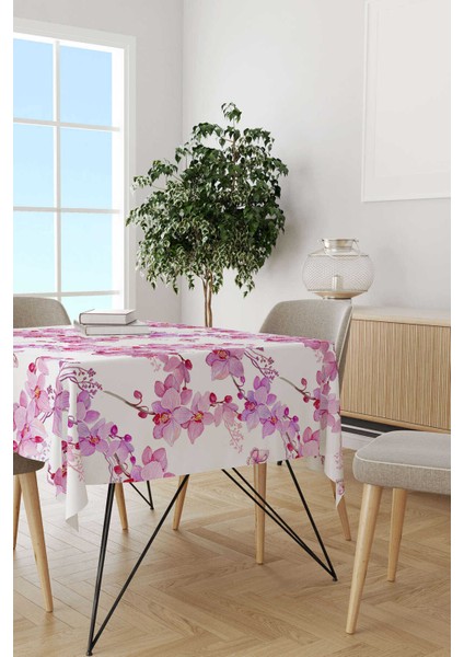 Beyaz Pembe Orkide Desenli Dijital Baskılı Masa Örtüsü OTYK768-MS fiyatları