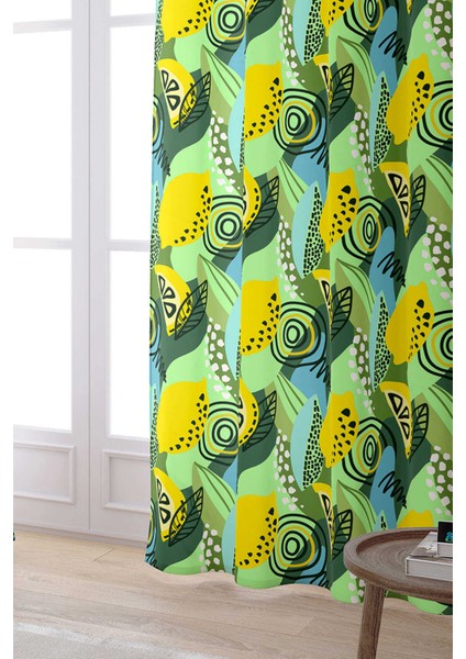 Beyaz Sarı Limon Desenli Dijital Baskılı Perde OYTYK905-PR fiyatları