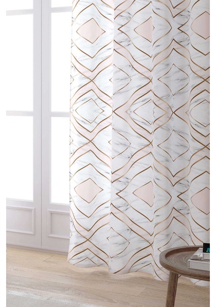 Beyaz Pembe Modern Mermer Desenli Dijital Baskılı Perde OYTYK902-PR fiyatları