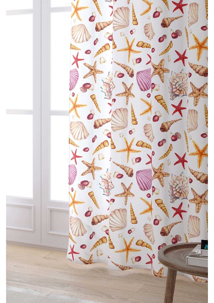 Kırmızı Turuncu Marin Desenli Dijital Baskılı Perde OTYK818-PR fiyatları