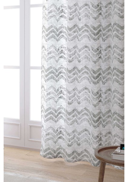 Beyaz Gri Dekoratif Zigzag Soyut Desenli Dijital Baskılı Perde YLMS104-PR fiyatları