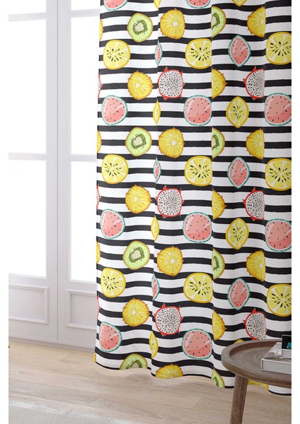 Beyaz Sarı Meyve Desenli Dijital Baskılı Perde OYTYK934-PR fiyatları