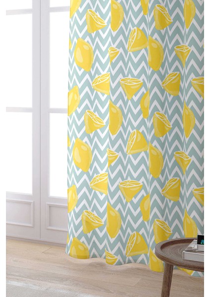 Beyaz Sarı Limon Desenli Dijital Baskılı Perde OYTYK935-PR fiyatları