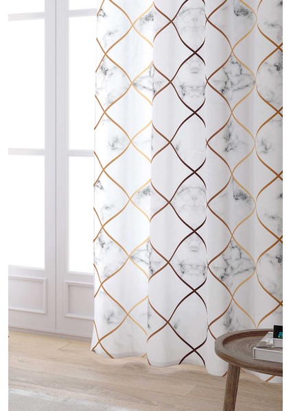 Beyaz Gri Geometrik Soyut Mermer Desenli Dijital Baskılı Perde YLMS87-PR fiyatları