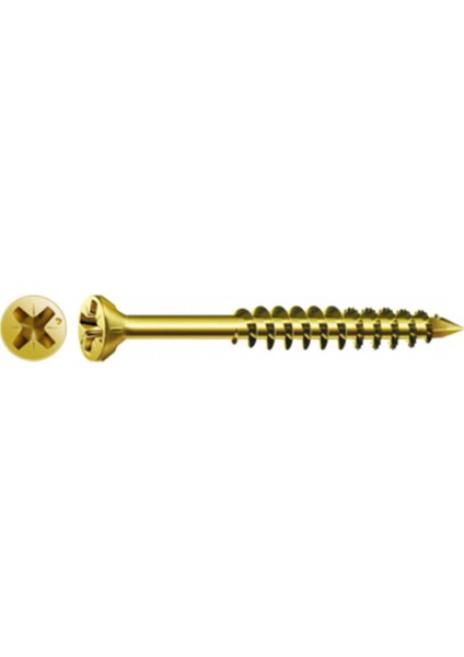 Cam Çıta Vidası, 3,5 x 40 mm, 200 Adet, Yarım Dişli, Havşa Başlı, Yıldız Z2, Kesici Uçlu, Yellox Kaplama