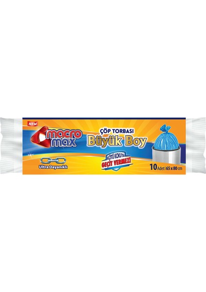 Macromax Extra Güçlü Çöp Torbası Büyük Boy 10LU