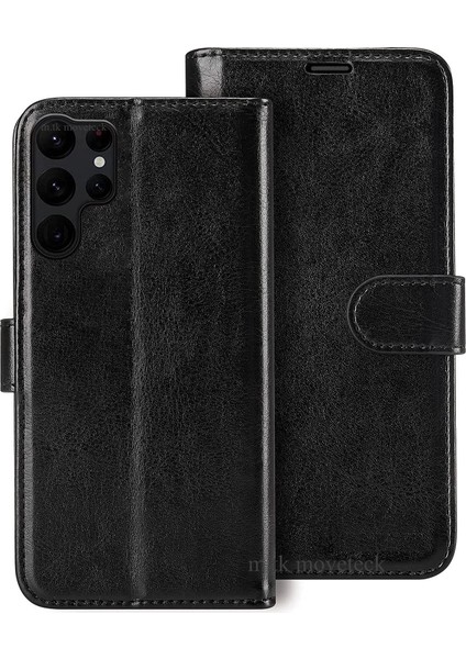 Samsung Galaxy S23 Ultra Cüzdan Kılıf Kamera Korumalı Kapaklı Standlı Kartvizit Bölmeli Deri Dokulu Ön Arka Korumalı Kapak