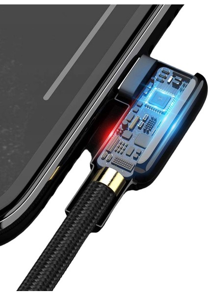 Ca-7300 L Tipi Lightning Spiralli Hızlı Data-Şarj Kablosu 1.8M-Siyah
