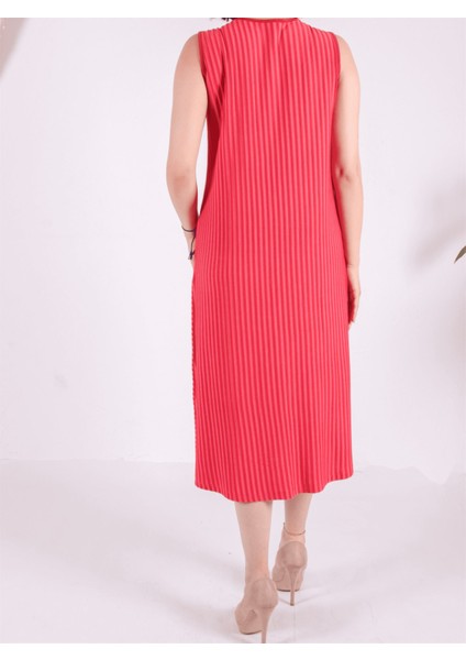 Çizgi Detaylı Sıfır Kol Kadın Penye Elbise modelleri