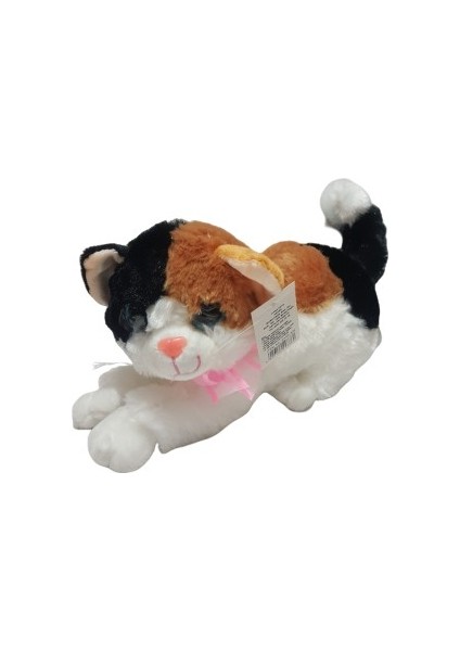 Sesli Miyavlayan Yatan Peluş Kedi