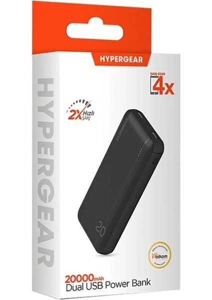 20000mAH Dual UsbA Çıkışlı Powerbank Siyah