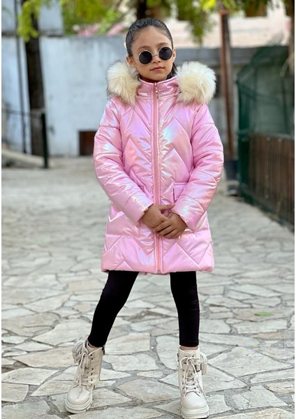 Kız Çocuk Parlak / Şapka / Ithal Kürk Mont modelleri