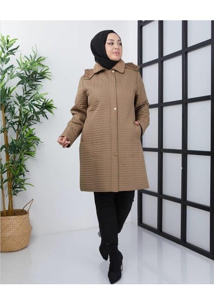 Reva Kapüşonlu Kapitone Kışlık Büyük Beden Kadın Mont10 modelleri