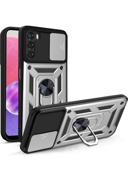 Samsung Galaxy S22 Uyumlu Kılıf Kamera Korumalı Sürgülü Yüzüklü Armor Military Tank Zırhlı