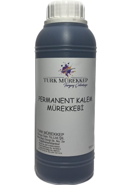 Turk Mürekkep Permanent Kalem Mürekkebi Siyah 500 Ml.