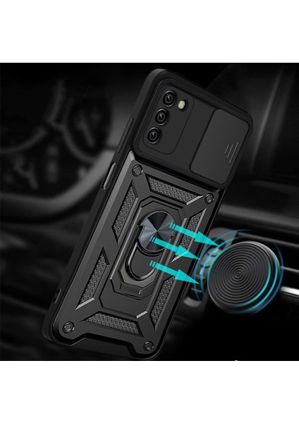 Samsung Galaxy S22 Uyumlu Kılıf Kamera Korumalı Sürgülü Yüzüklü Armor Military Tank Zırhlı modelleri