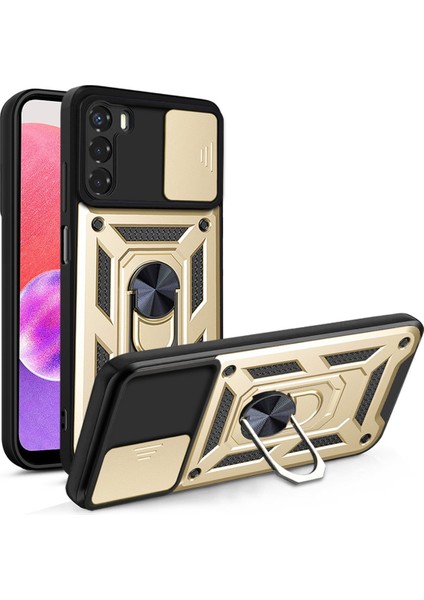 Samsung Galaxy S22 Uyumlu Kılıf Kamera Korumalı Sürgülü Yüzüklü Armor Military Tank Zırhlı