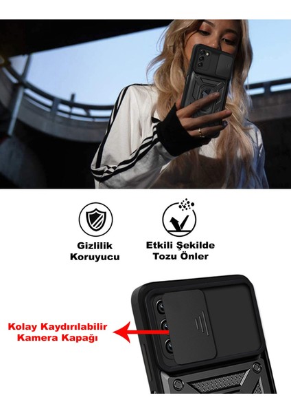 Samsung Galaxy S22 Uyumlu Kılıf Kamera Korumalı Sürgülü Yüzüklü Armor Military Tank Zırhlı modelleri