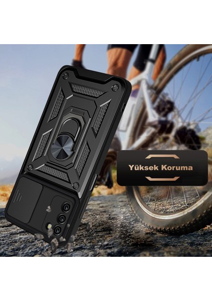 Samsung Galaxy S22 Uyumlu Kılıf Kamera Korumalı Sürgülü Yüzüklü Armor Military Tank Zırhlı indirimleri