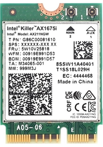 Killer Wi-Fi 6 AX1675I Wifi 2.4g/5g/6ghz Bluetooth 5.3