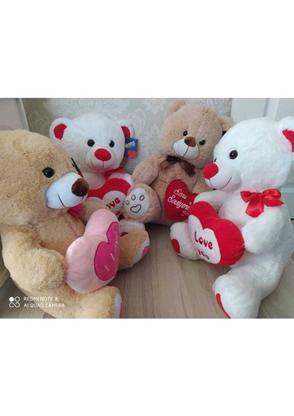 Kalp Tutan 50 cm Beyaz Peluş Ayıcık modelleri