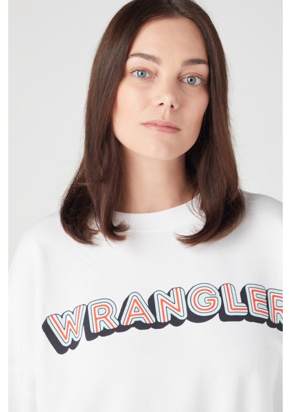 Wrangler Regular Fit Normal Kesim Pamuk Bisiklet Yaka Beyaz Sweatshirt fiyatları