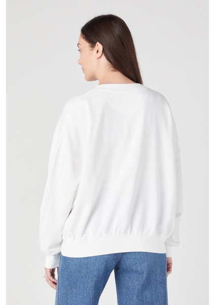 Wrangler Regular Fit Normal Kesim Pamuk Bisiklet Yaka Beyaz Sweatshirt fırsatları