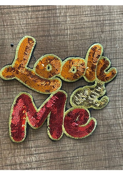 14X13 cm Turuncu Ütü Ile Yapışan Pul Payetli Yazılı Aplike Yama Arma Dikiş Aksesuarı