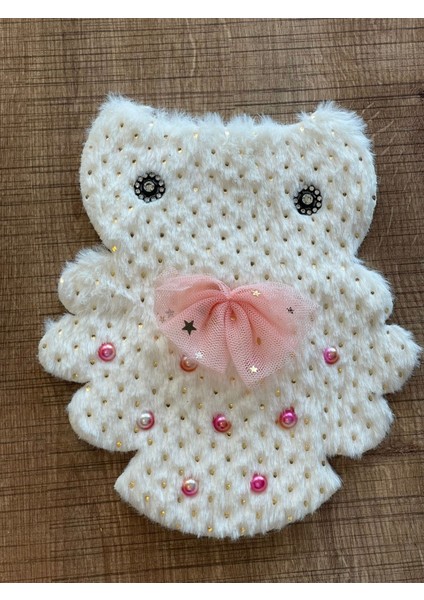 20X17 cm Peluş Boncuklu Tül Fiyonklu Aplike Arma Yama Dikiş Aksesuarı