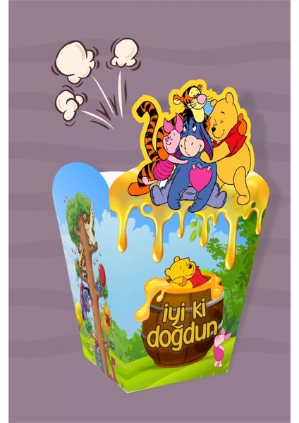 Winnie The Pooh Temalı Popcorn Kutusu (Mısır) 8'li