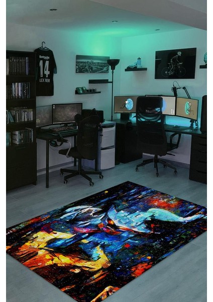 Veigar Dokuma Tabanlı Yıkanabilir Gamer Halısı