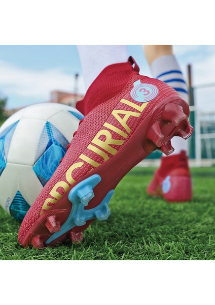 Erkek Nefes Alabilen Futbol Ayakkabısı - Kırmızı (Yurt Dışından) fırsatları