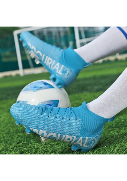Erkek Nefes Alabilen Futbol Ayakkabısı - Mavi (Yurt Dışından)