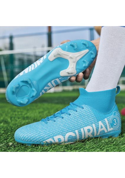 Erkek Nefes Alabilen Futbol Ayakkabısı - Mavi (Yurt Dışından)