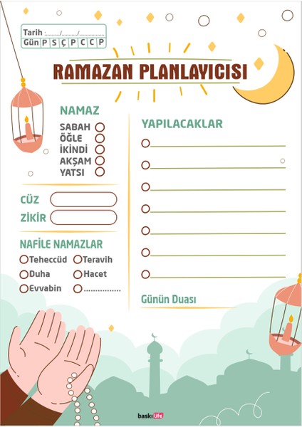 Ramazan Ayı Planlayıcısı 14 x 20 cm - 35 Adet
