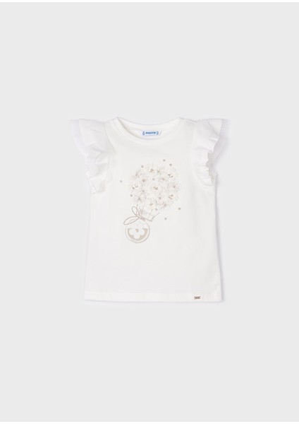 Kız Çocuk Kısa Kol T-Shirt Krem 3054 modelleri