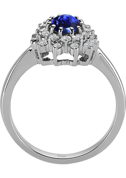 İki Sıra Pırlantalı Oval Safir Taşlı Yüzük 0407R0118 modelleri