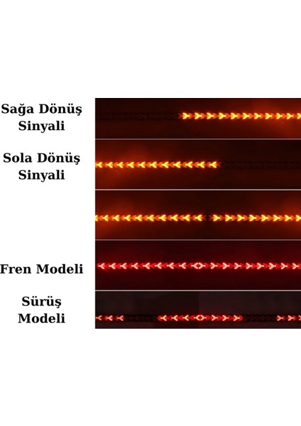 Pick Up 12V – 24V V Model Bagaj Akar Dönüş Fren Sinyal Farı Esnek Işık Ledi 120CM V Model- 120 cm