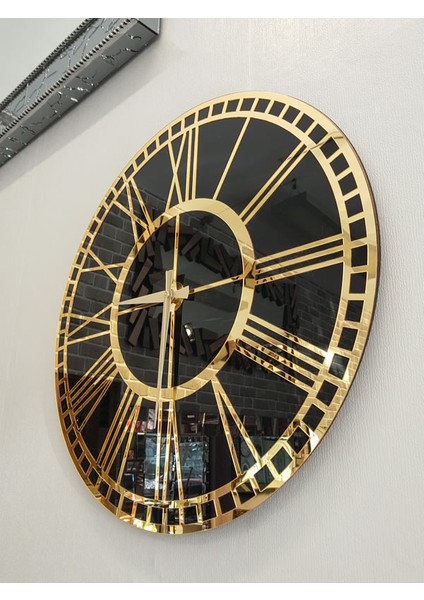 Golden Black Model Altın Siyah Renk 50 Cm Dekoratif Aynalı Duvar Saati fiyatları