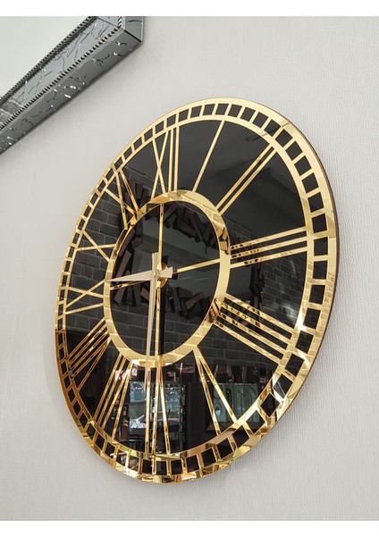 Golden Black Model Altın Siyah Renk 50 Cm Dekoratif Aynalı Duvar Saati indirimleri