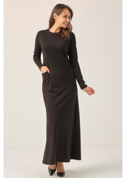 Siyah Cepli Sıfır Yaka Elbise DM0321