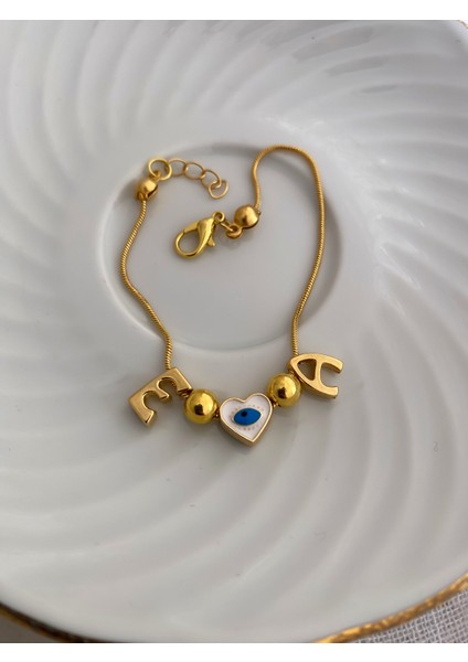 Gold İki Harfli Kalp Detay Yılan Zincir Bileklik fırsatları