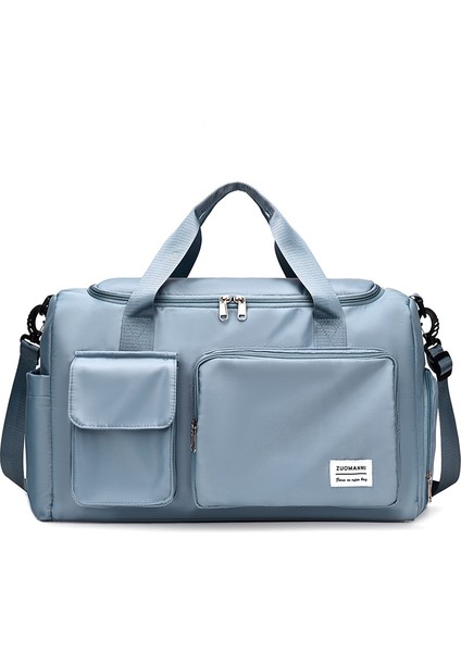 Unisex Mavi Önü Cepli Uzun Askılı Seyahat Fitnes ve Spor Çantası (Yurt Dışından)