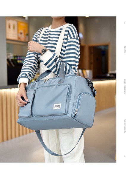 Unisex Mavi Önü Cepli Uzun Askılı Seyahat Fitnes ve Spor Çantası (Yurt Dışından) modelleri